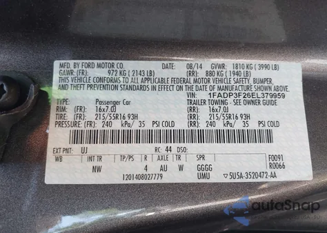 2014 Ford Focus Se from USA, damaged, VIN 1FADP3F26EL379959